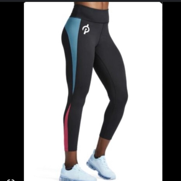 Peloton Here Now High Waisted Legging in Navy with Pink/Teal Accent Size Medium - Picture 1 of 8